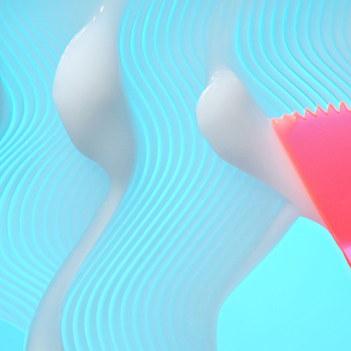 B-Hydra serum spread out in waved on a blue background. 